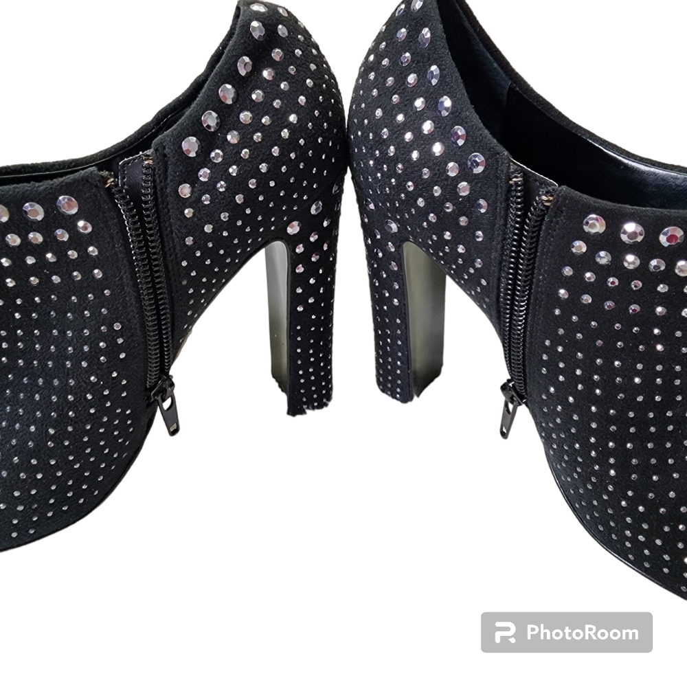 Jeffrey Tyler Annie booties black studs tall heeled booties sz 8 m nwt's - Picture 5 of 11